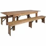 Flash Furniture XA-FARM-7-GG Folding Wood Farm Table Set with Four Benches — view 6