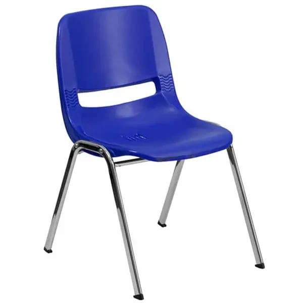 Flash Furniture RUT-18-NVY-CHR-GG Stacking Chair Navy Blue Plastic Seat and Metal Frame — view 2