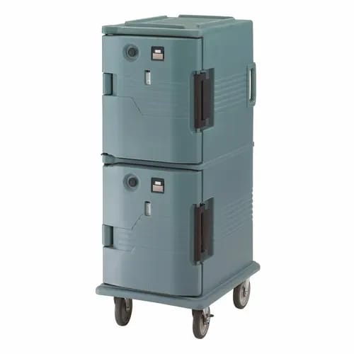 Cambro Ultra Camcart UPCH800401 2-Compartment Slate Blue Heated Food Pan Carrier — view 2