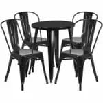 Flash Furniture CH-51080TH-4-18ARM-BK-GG Black Metal Table and Chair Set with Four Chairs — view 5