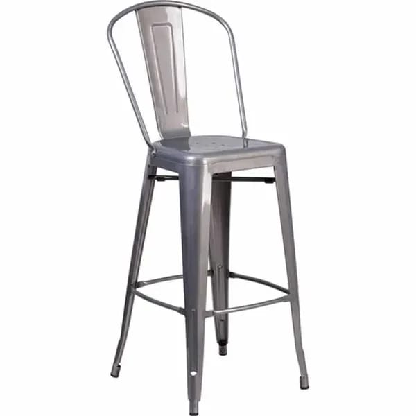Flash Furniture XU-DG-TP001B-30-GG Silver Galvanized Steel Bar Stool — view 1