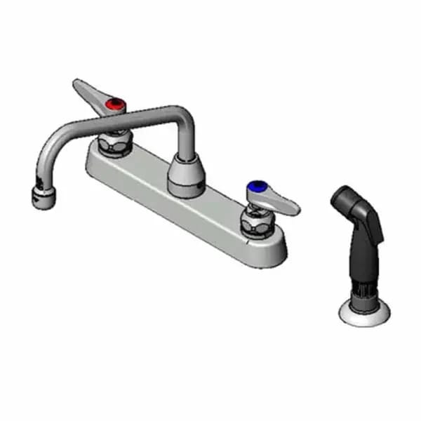 T&S B-1172-07 8" Deck Mount Workboard Faucet with 8" Swing Spout Nozzle and Spray Hose — view 1