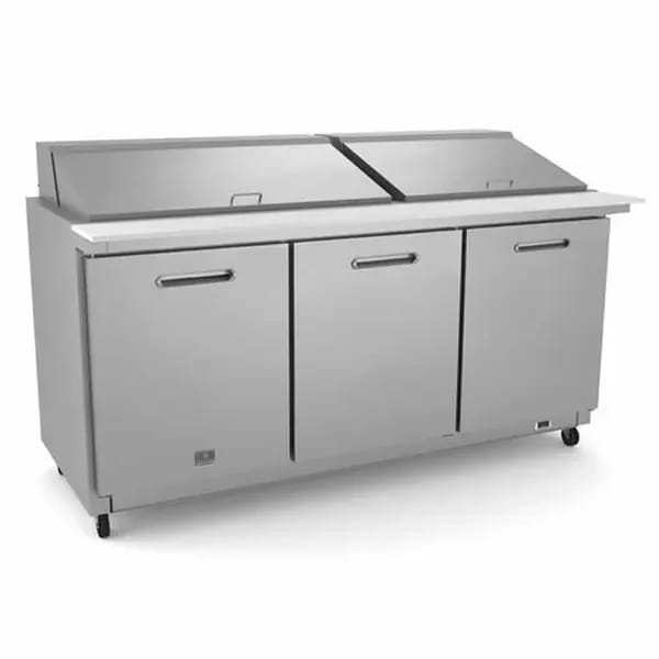 Kelvinator KCHMT70.30 30 Pan 3-Door Mega-Top Sandwich Prep Table 71-5/8"W — view 1
