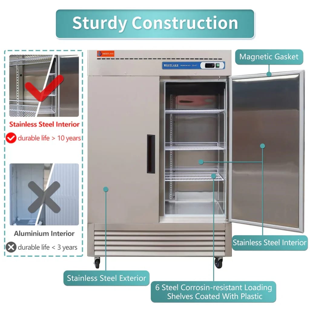 Westlake WKR-49B Reach-In Refrigerator 2 Door 33-40°F — view 4