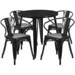 Flash Furniture CH-51090TH-4-18ARM-BQ-GG Black and Antique Gold Metal Table and Chair Set with Four Chairs — view 6