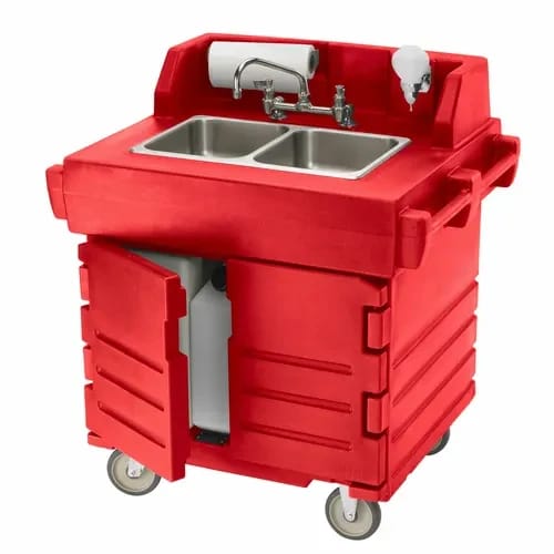 Cambro Camkiosk KSC402158 Hot Red Hand Sink Cart — view 2