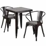 Flash Furniture CH-51080TH-2-18VRT-BK-GG Black Metal Table and Chair Set with Two Chairs — view 4