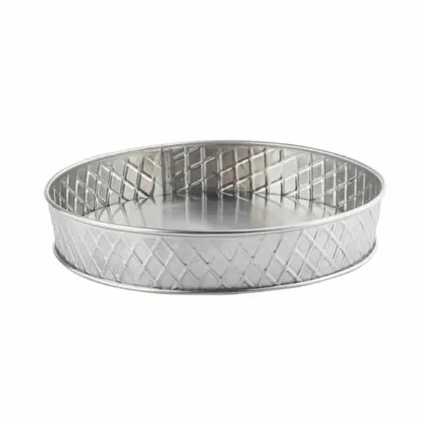 Tablecraft 10034 Lattice Stainless Steel Round Platter 8-1/8" Diameter x 1-1/2" — view 2