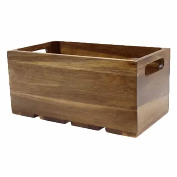 Tablecraft CRATE136 Third Size Brown Wood Display Crate 6-1/4" Deep — view 2