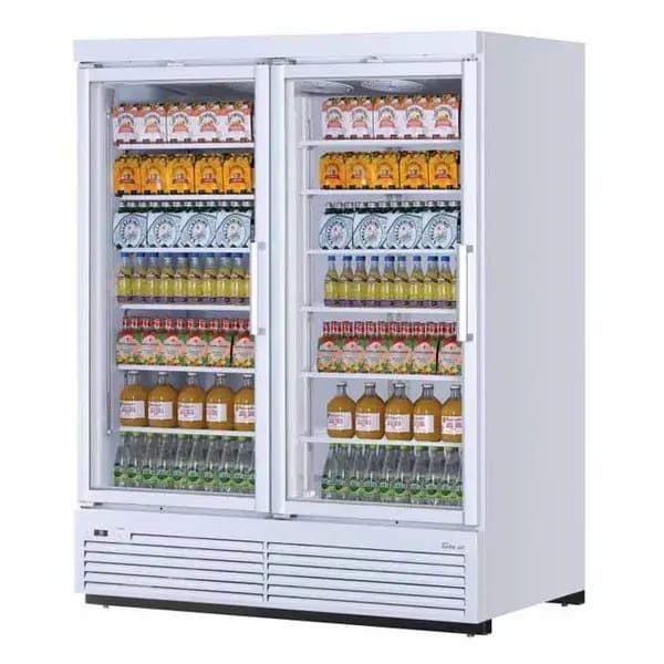 Turbo-Air TJMR-55SDW-N White 62 cu. ft. 2 Swinging Door Refrigerator Merchandiser 65-1/8"W — view 2