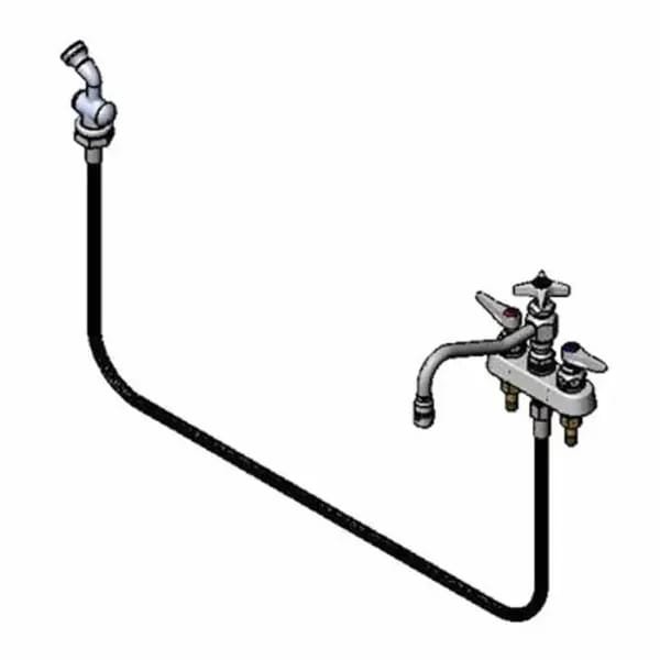 T&S B-1151 4" Deck Mount Workboard Faucet with 8" Swing Spout Nozzle and Spray Hose — view 1