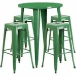 Flash Furniture CH-51090BH-4-30SQST-BL-GG Blue Metal Bar Stool and Table Set with Four Bar Stools — view 6
