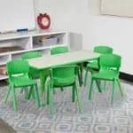 Flash Furniture YU-YCY-060-0036-RECT-TBL-RED-GG Gray Laminate/Red Preschool Activity Table Set with Six Chairs — view 4