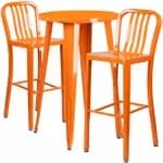 Flash Furniture CH-51080BH-2-30CAFE-BL-GG Blue Metal Bar Stool and Table Set with Two Bar Stools — view 5