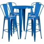 Flash Furniture CH-51090BH-4-30CAFE-BK-GG Black Metal Bar Stool and Table Set with Four Bar Stools — view 3