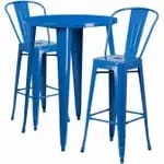 Flash Furniture CH-51090BH-2-30VRT-BL-GG Blue Metal Bar Stool and Table Set with Two Bar Stools — view 4