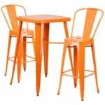 Flash Furniture CH-31330B-2-30GB-BK-GG Black Galvanized Steel Bar Stool and Table Set with Two Bar Stools — view 4