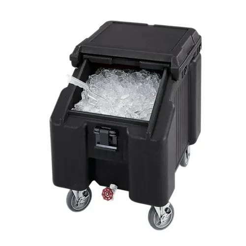 Cambro Slidinglid ICS100L4S110 100 Lb. Black Mobile Ice Caddy — view 1
