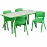 Flash Furniture YU-YCY-060-0034-RECT-TBL-RED-GG Gray Laminate/Red Preschool Activity Table Set with Four Chairs — view 5