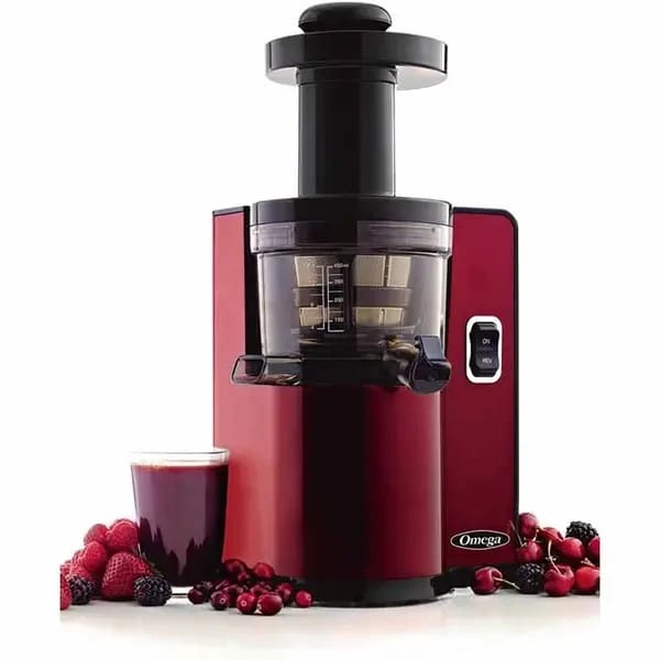 Omega VSJ843QR Cold Press Red Vertical Low Speed Juicer with Square Body — view 1