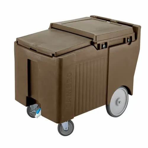Cambro Slidinglid ICS175LB131 175 Lb. Dark Brown Mobile Ice Caddy — view 1