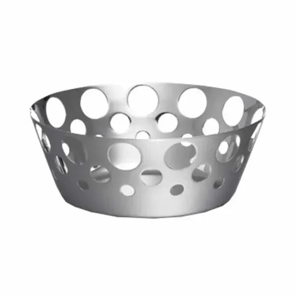 Tablecraft 7177 Round Stainless Steel Basket with Circle Cut Outs 7-5/8" x 3-1/8" — view 1