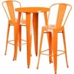 Flash Furniture CH-51080BH-2-30CAFE-BL-GG Blue Metal Bar Stool and Table Set with Two Bar Stools — view 4