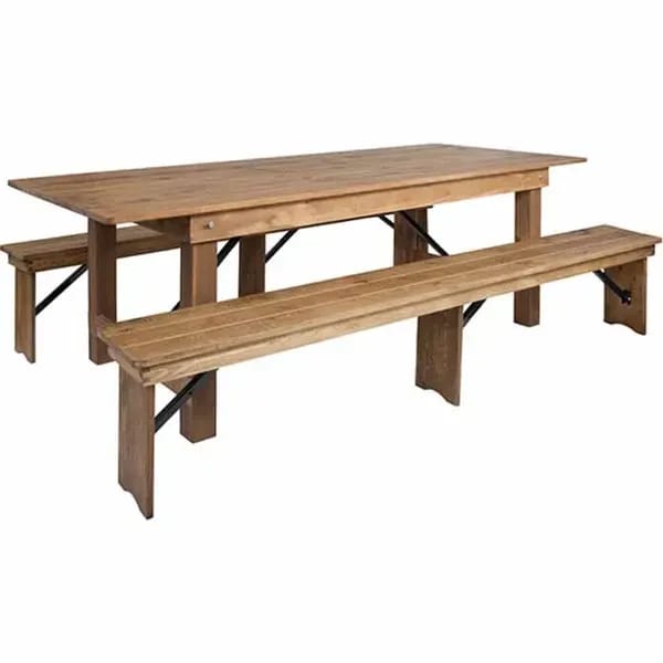 Flash Furniture XA-FARM-4-GG Folding Wood Farm Table Set with Two Benches — view 1