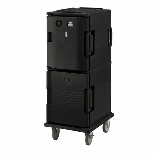 Cambro Ultra Camcart UPCHT800110 2-Compartment Black Heated Food Pan Carrier — view 2