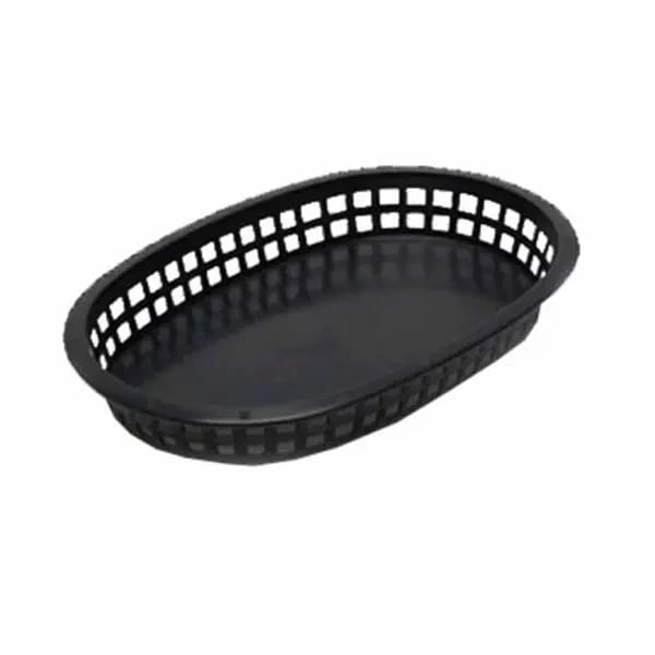 Tablecraft 1076BK Black Oval Chicago Platter Basket 10-1/2" x 7" x 1-1/2 | Case of 36 — view 2