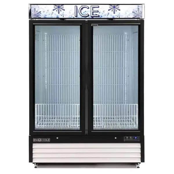 Maxx Cold MXM2-48FHC-ICE 48 cu. ft. White 2-Swing Door Bagged Ice Freezer Merchandiser 54"W — view 2