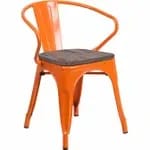 Flash Furniture CH-31270-BL-WD-GG Blue Galvanized Steel Armchair with Wood Seat — view 5