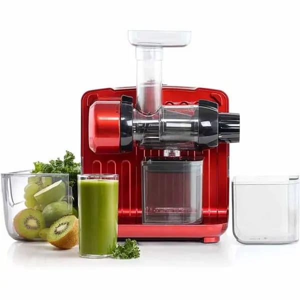 Omega JCUBE500RD Cold Press 365 Red Masticating Slow Juicer with Onboard Storage — view 2