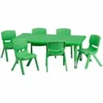 Flash Furniture YU-YCX-0013-2-RECT-TBL-RED-E-GG Red Preschool Activity Table Set with Six Chairs — view 3