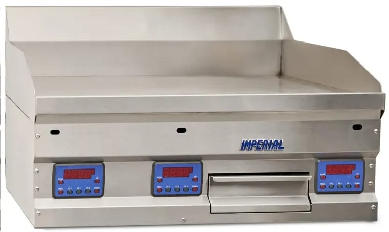 Imperial IHEG-36 Professional Gas Countertop Griddle 36 Inch Wide Digital Control Rectangle Polished Steel 1 Inch Thick Plate Heavy-Duty — Propane, 90000 BTU — view 1
