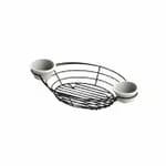 Tablecraft H711372 Chrome Plated Metal Meranda Oval Basket with Integrated Ramekins 13" x 7" x 2 — view 3