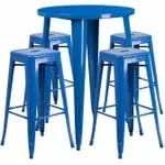Flash Furniture CH-51090BH-4-30SQST-GN-GG Green Metal Bar Stool and Table Set with Four Bar Stools — view 6