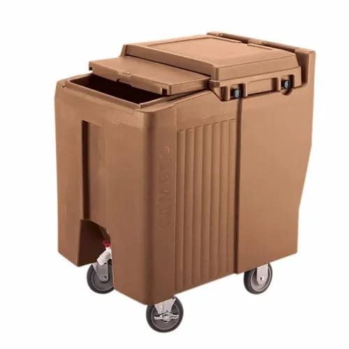 Cambro Slidinglid ICS175L157 175 Lb. Coffee Beige Mobile Ice Caddy — view 2
