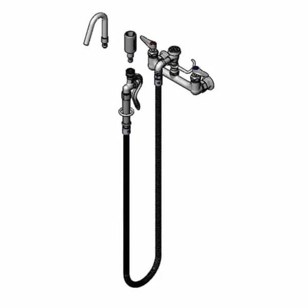 T&S B-0613 8" Wall Mount Pot and Kettle Filler Faucet with 68" Hose — view 2
