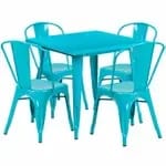 Flash Furniture ET-CT005-4-30-BK-GG Black Galvanized Steel Table and Chair Set with Four Chairs — view 4