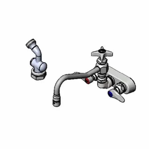 T&S B-1156 4" Wall Mount Workboard Faucet with 8" Swing Spout Nozzle and Spray Hose — view 2