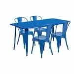 Flash Furniture ET-CT002-4-30-BK-GG Black Galvanized Steel Table and Chair Set with Four Chairs — view 5