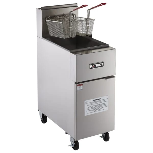 Patriot PT-GF100KNG Natural Gas 40 lb. Open Pot Floor Fryer with Casters 90,000 BTU — view 1