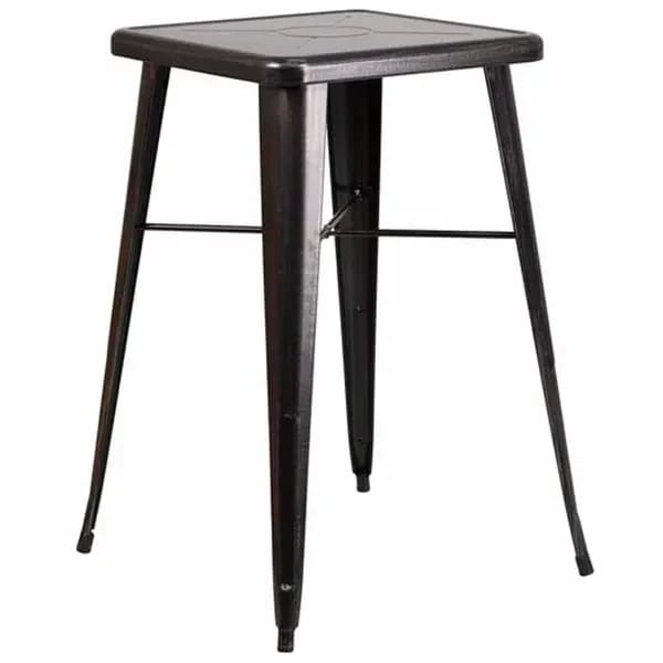 Flash Furniture CH-31330-BQ-GG Square Bar Height Galvanized Steel Black and Antique Gold Table — view 1
