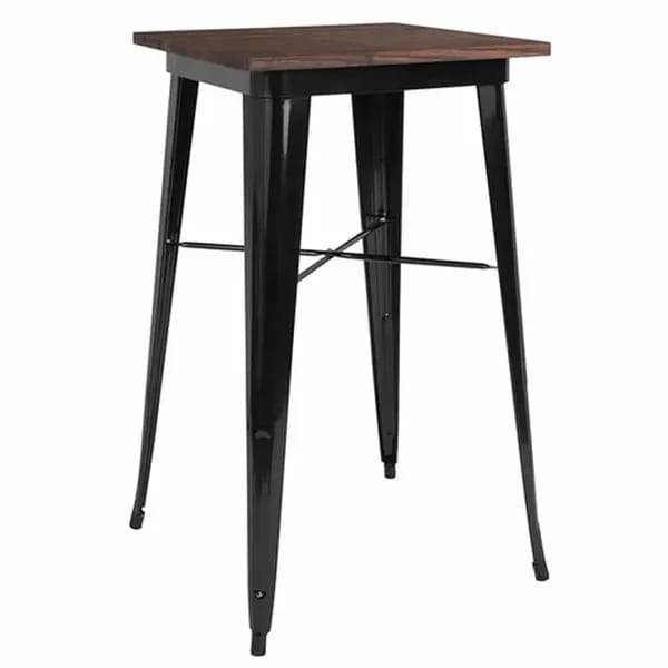 Flash Furniture CH-31330-40M1-BK-GG Square Bar Height Galvanized Steel Table with Walnut Elm Wood Top — view 2
