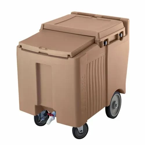 Cambro Slidinglid ICS125L157 125 Lb. Coffee Beige Mobile Ice Caddy — view 1