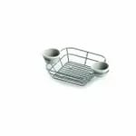 Tablecraft H711372BK Black Metal Meranda Oval Basket with Integrated Ramekins 13" x 7" x 2" — view 3