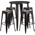 Flash Furniture CH-51090BH-4-30CAFE-BK-GG Black Metal Bar Stool and Table Set with Four Bar Stools — view 5
