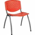 Flash Furniture RUT-18-BK-CHR-GG Stacking Chair Black Plastic Seat and Metal Frame — view 4
