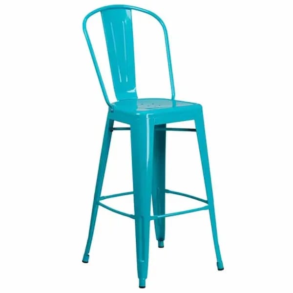 Flash Furniture ET-3534-30-CB-GG Crystal Teal Galvanized Steel Bar Stool — view 2